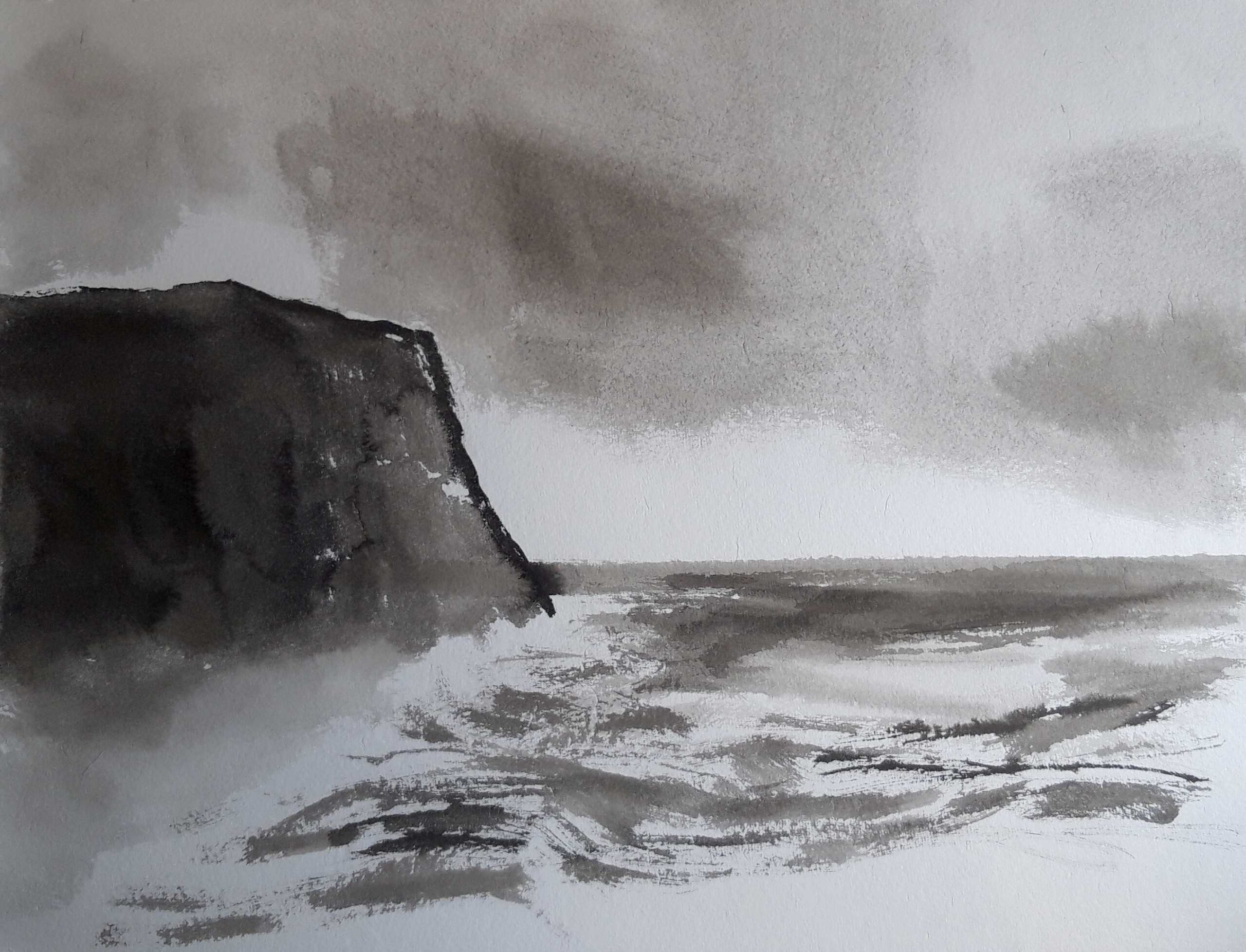 A cliff, 65x50cm, ink, paper, 2022